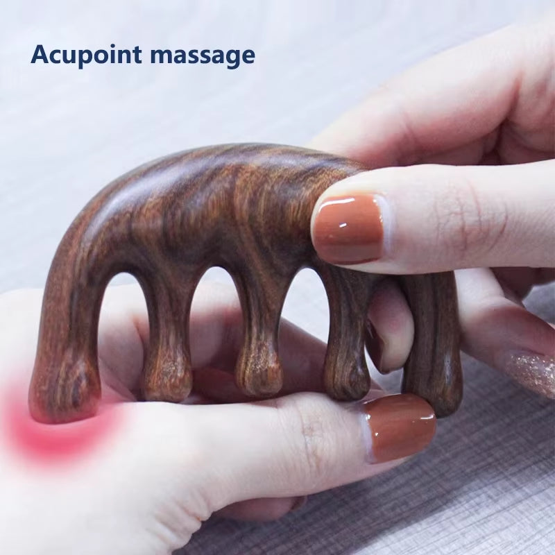 Sandalwood Hair Comb Scalp Relax Acupoint Massager Portable Wooden Handle Comb Anti-Static Styling Tool Massagem Body Massager