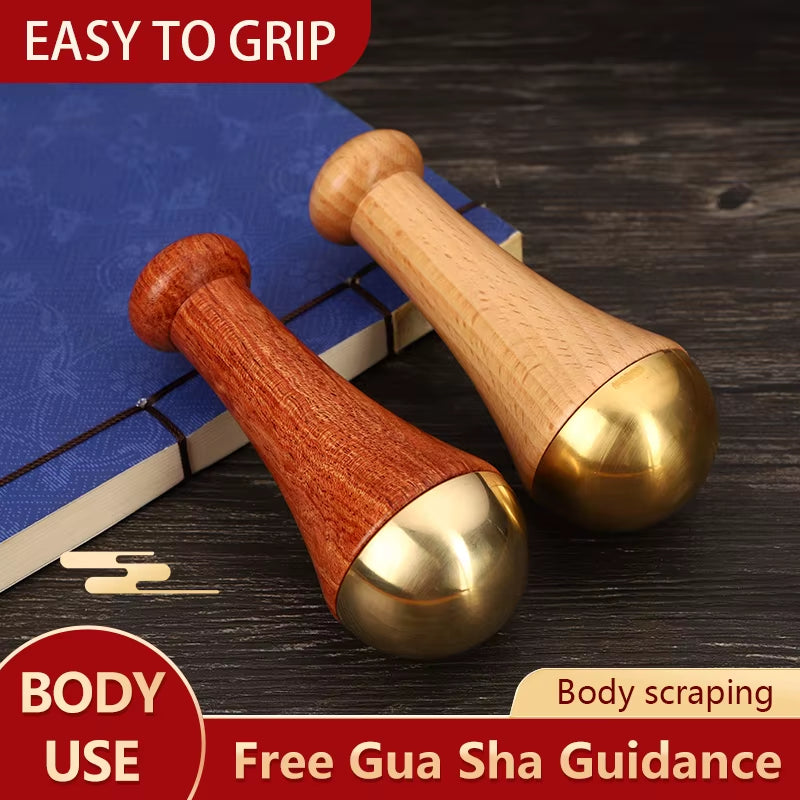 Guasha Massage Tool Face Gua Sha Face Copper Wood Scraping Stick Kansa Hammer Face and Foot Massage