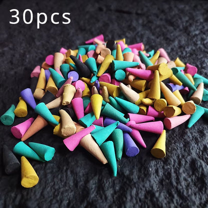 FY 30/60Pcs Mixed Natural Cones Incense Aromatherapy Sandalwood Jasmine Granules Yoga Meditation Anxiety Relief Fragrance Scents