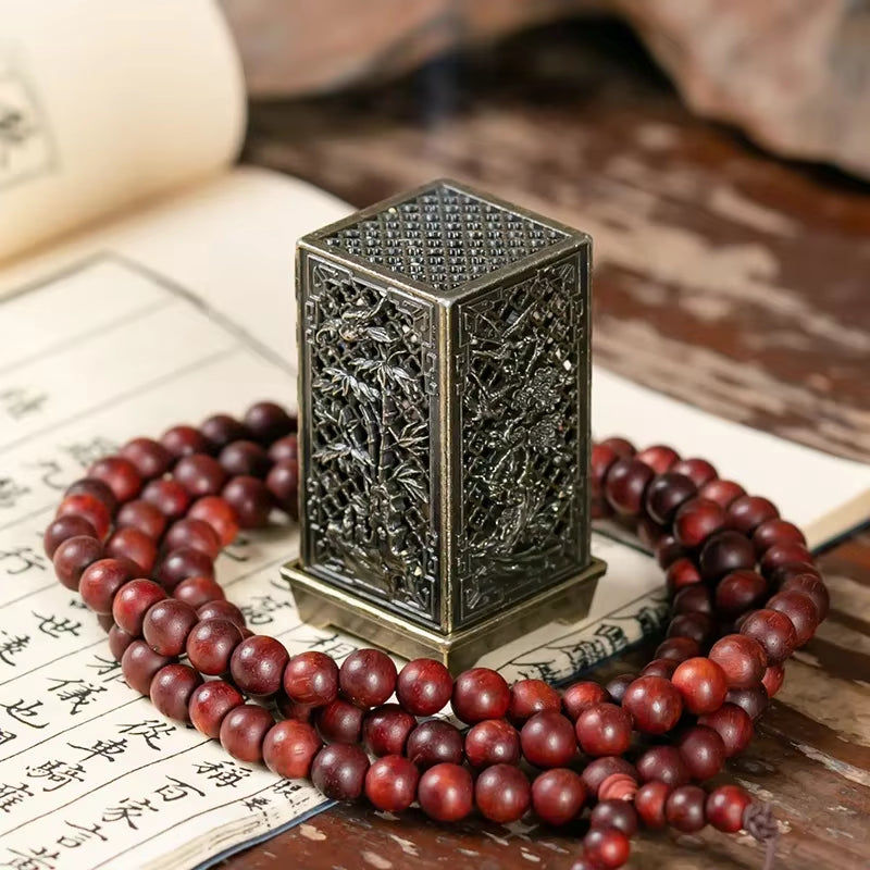 Square Vertical Incense Burner Small Xiangyun Home Ornament Chinese Plum Inense Burners Alloy Incense Holder Indoor Aromatherapy