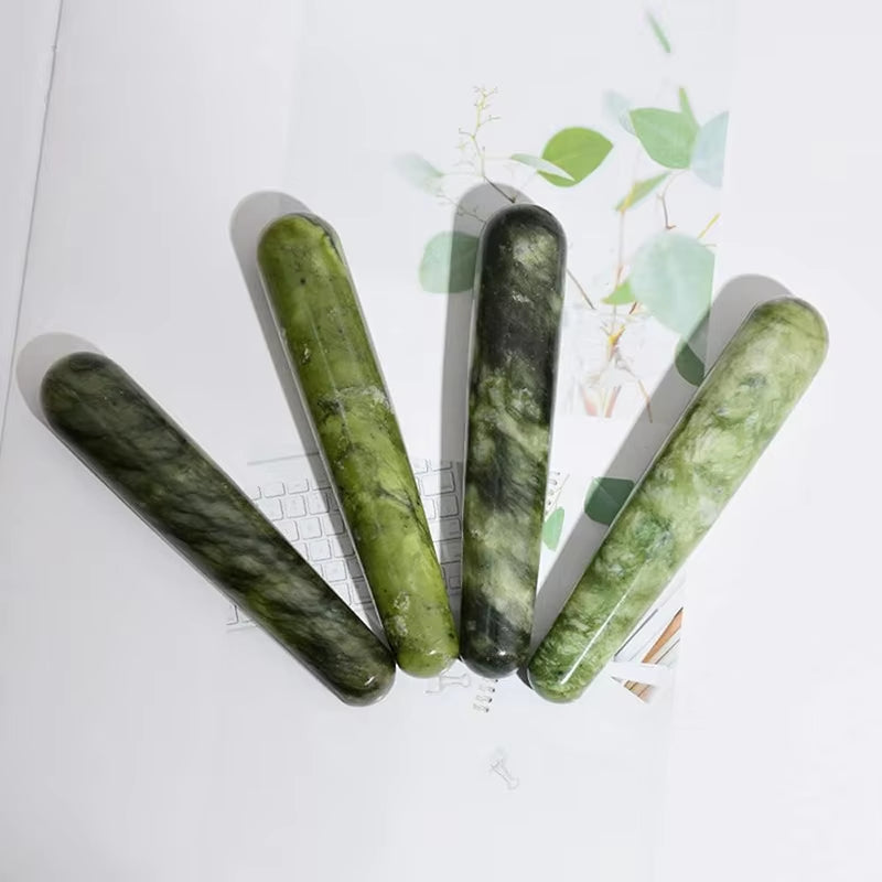 1PC Natural Jade Massage Acupressure Therapy Stick Face Eye Full Body Relax Healing Trigger Point Massage Tool Bar Stress Relief