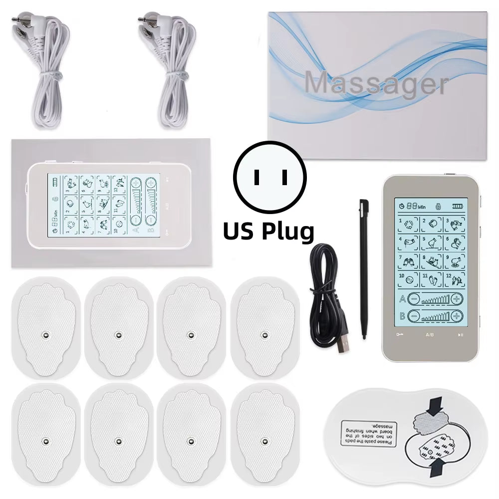 Electric Tens Muscle Stimulator 24 Mode Ems Acupuncture Face Body Massager Digital Therapy Herald Massage Tool Electrostimulator