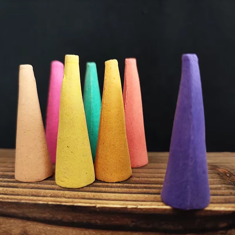 50Pcs Natural Oversize Backflow Incense Cone 25 Minutes Mixed Scents Reflux Tower Incense Sandalwood Aromatherapy