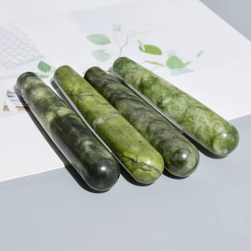 1PC Natural Jade Massage Acupressure Therapy Stick Face Eye Full Body Relax Healing Trigger Point Massage Tool Bar Stress Relief