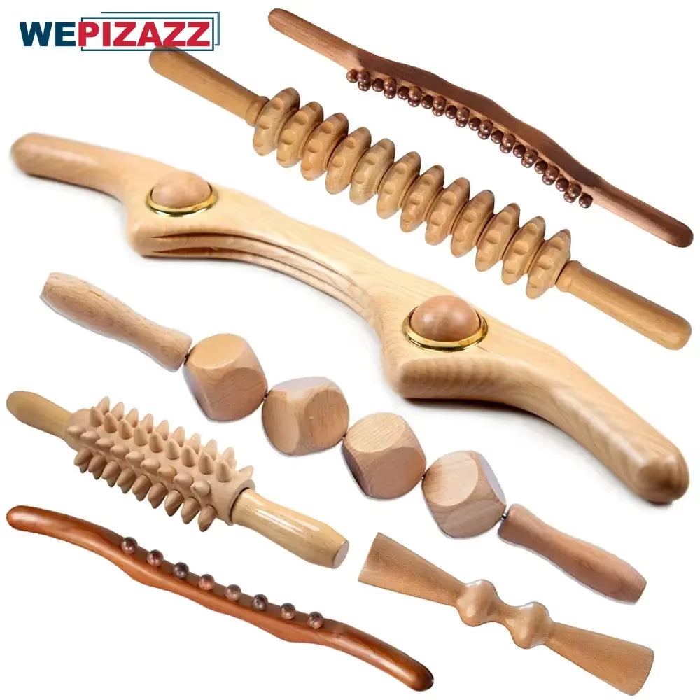 Professional Wood Therapy Massage Tools, Maderoterapia Kit for Anticellulite, Gua Sha Tools for Body Shaping, Muscle Pain Relief