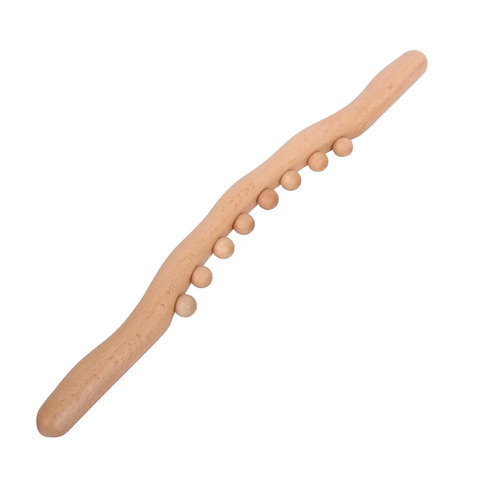 Wooden Gua Sha Tools Manual Massage Stick Universal Back Massage Tendons Beech Wood Scraping Point Treatment 8 Beads Rolling Pin