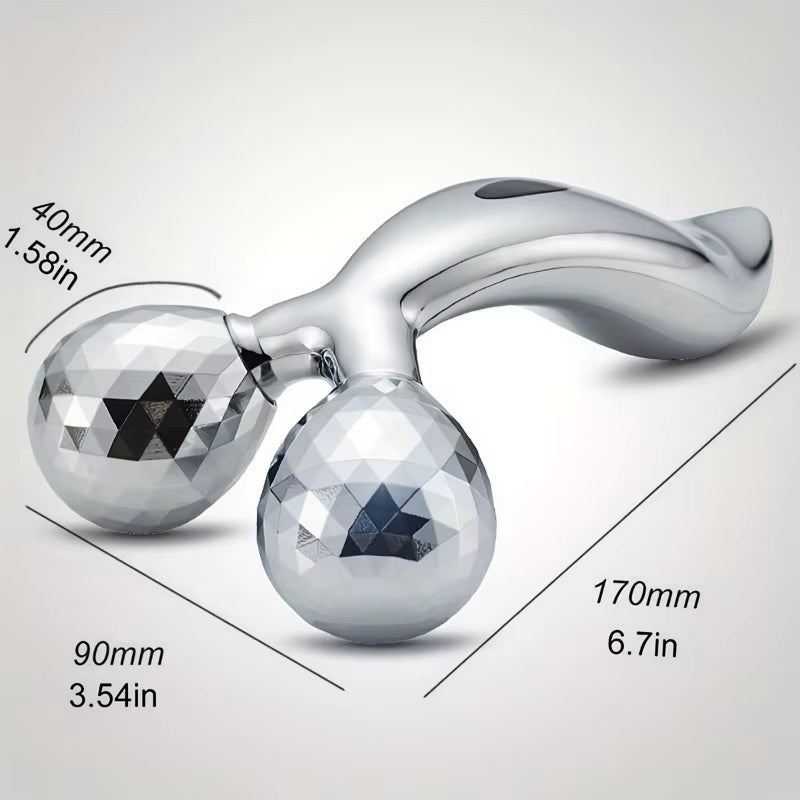 One Piece 3D Facial Roller Massage Tool - 3D Roller Face Slimmer - Manual Facial Massager - Silver