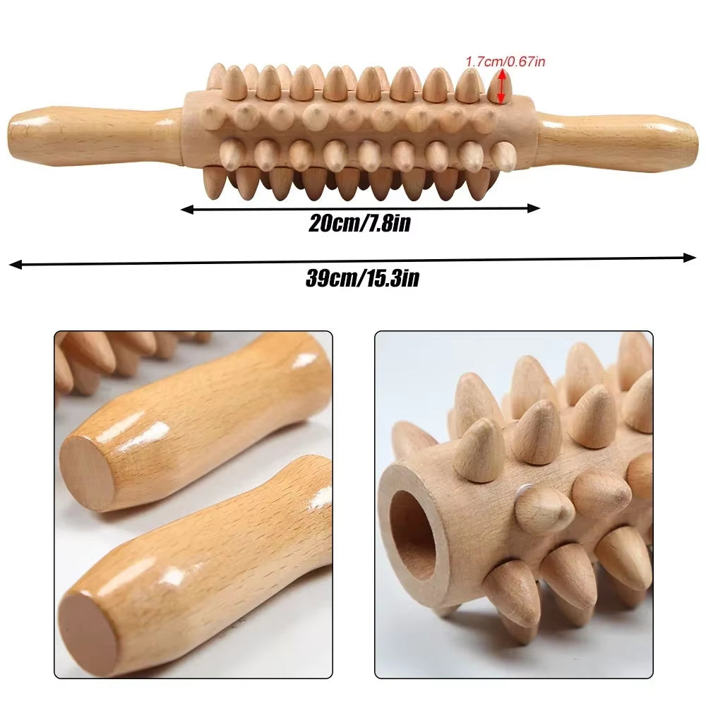 Professional Wood Therapy Massage Tools, Maderoterapia Kit for Anticellulite, Gua Sha Tools for Body Shaping, Muscle Pain Relief