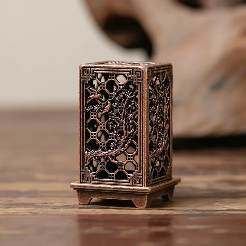 Square Vertical Incense Burner Small Xiangyun Home Ornament Chinese Plum Inense Burners Alloy Incense Holder Indoor Aromatherapy