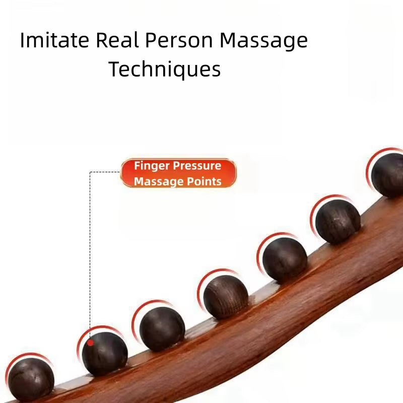 Wooden Gua Sha Tools Manual Massage Stick Universal Back Massage Tendons Beech Wood Scraping Point Treatment 8 Beads Rolling Pin