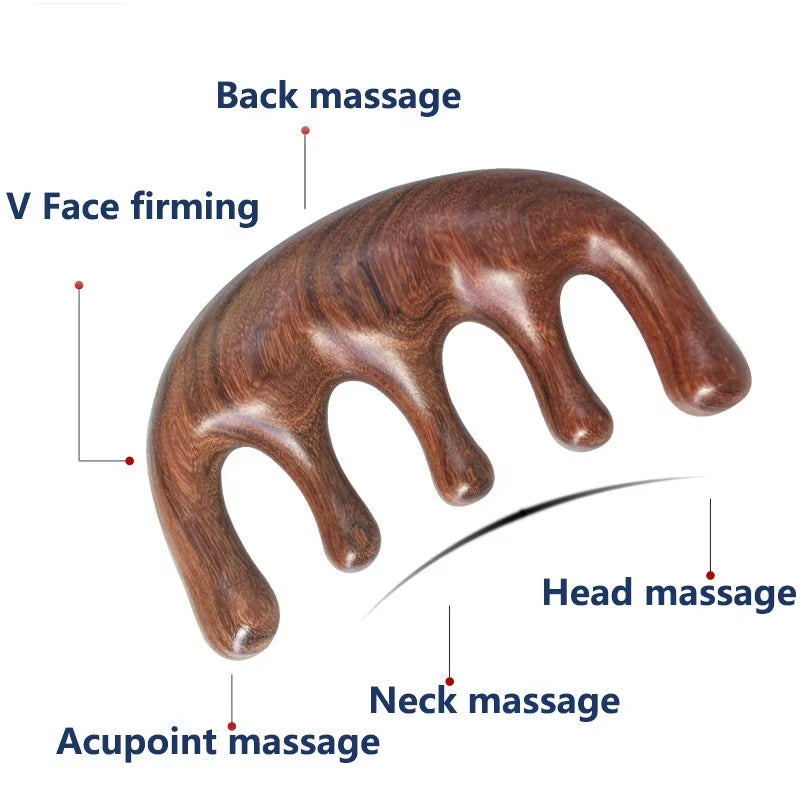 Sandalwood Hair Comb Scalp Relax Acupoint Massager Portable Wooden Handle Comb Anti-Static Styling Tool Massagem Body Massager